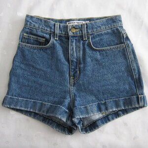 American Apparel Cuff Jeans Shorts (Dark Wash Indigo)